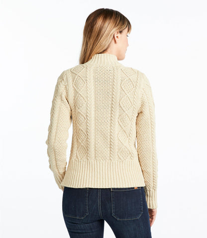 Women's Signature Cotton Fisherman Sweater, Short Cardigan