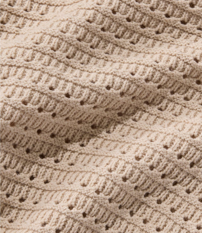 Women's Sunwashed Openwork Sweater, Short-Sleeve Henley
