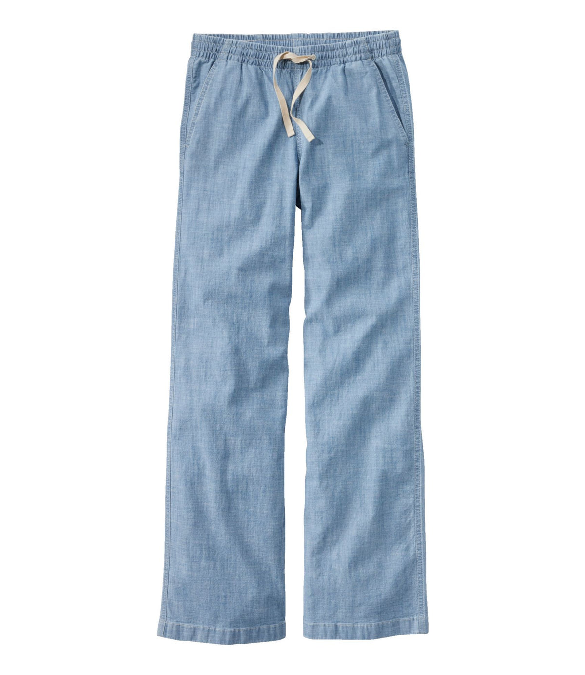 Women's Lakewashed Pull-On Chinos, Mid-Rise Wide-Leg Chambray