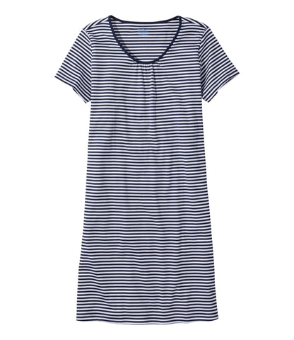 Women's Supima® Nightgown, Short-Sleeve Stripe