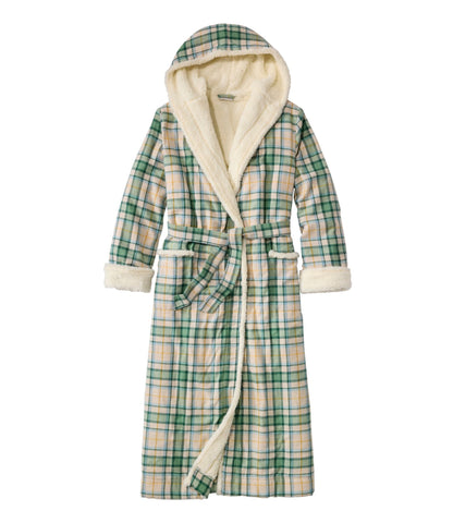 Women's Scotch Plaid Flannel Robe, Sherpa-Lined Long