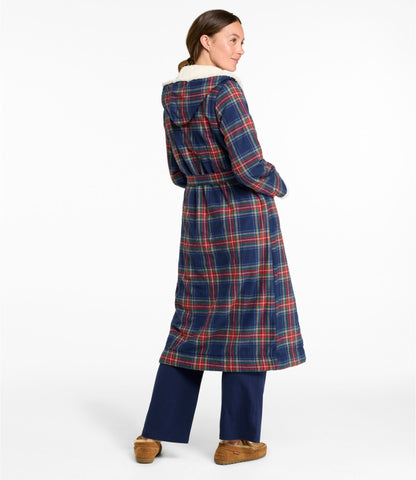 Women's Scotch Plaid Flannel Robe, Sherpa-Lined Long
