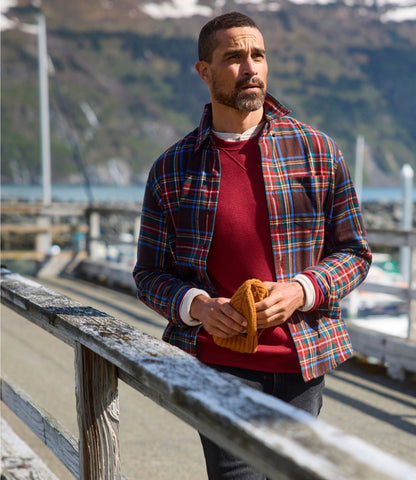 Men's Scotch Plaid Flannel Shirt, Slightly Fitted Untucked Fit