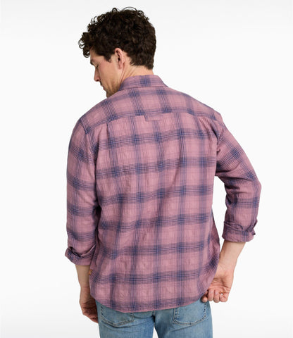 Men's Sunwashed Textured Shirt, Slightly Fitted, Plaid