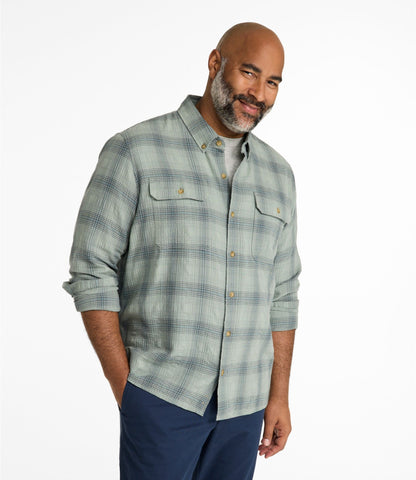 Men's Sunwashed Textured Shirt, Slightly Fitted, Plaid