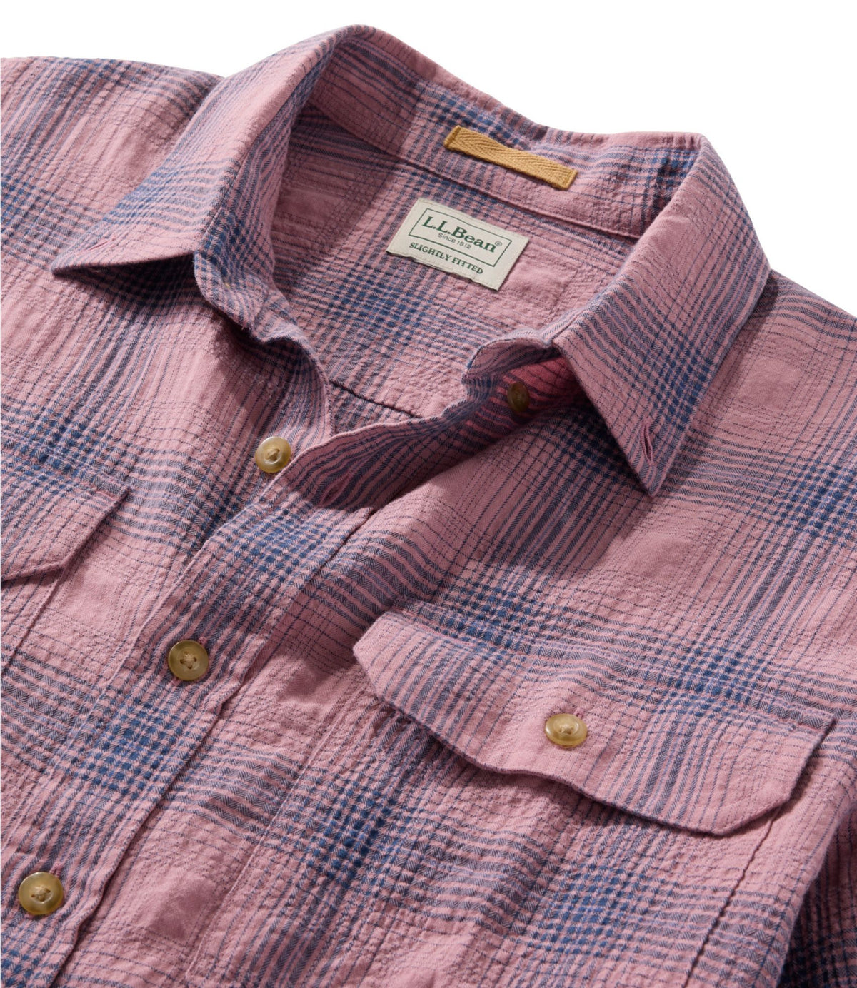 Men's Sunwashed Textured Shirt, Slightly Fitted, Plaid