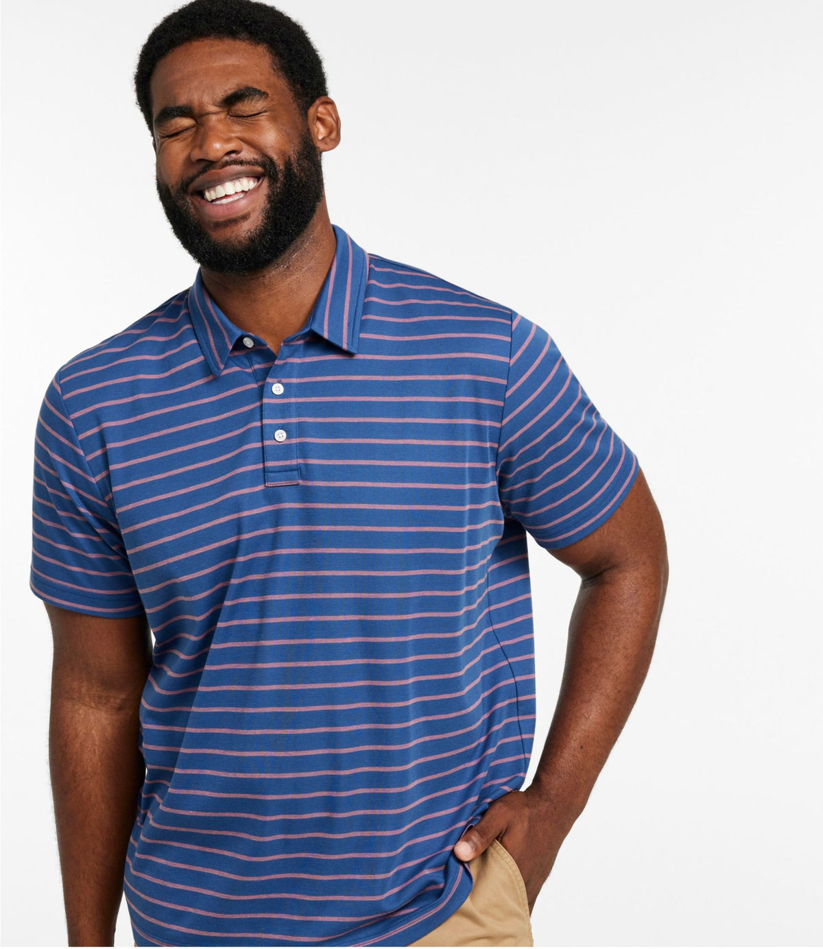 Men's Comfort Stretch Performance® Polo, Short-Sleeve, Slightly Fitted, Stripe