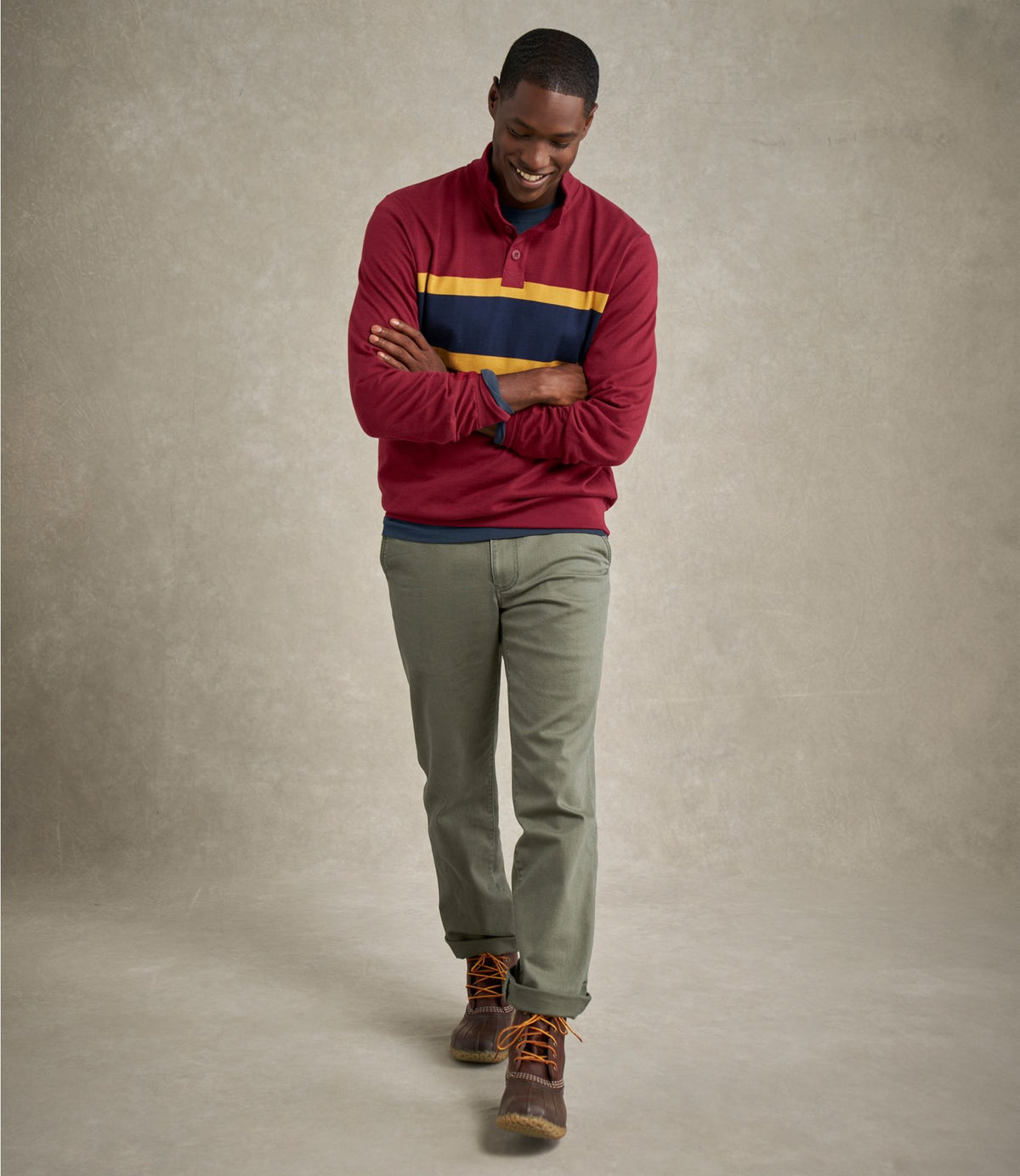 Men's Bean's Vintage Soft Rugby, Mockneck, Chest Stripe