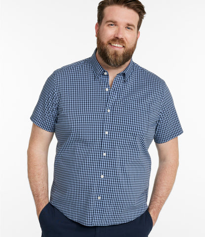 Men's Comfort Stretch Performance® Shirt, Short-Sleeve, Slightly Fitted Untucked Fit, Plaid