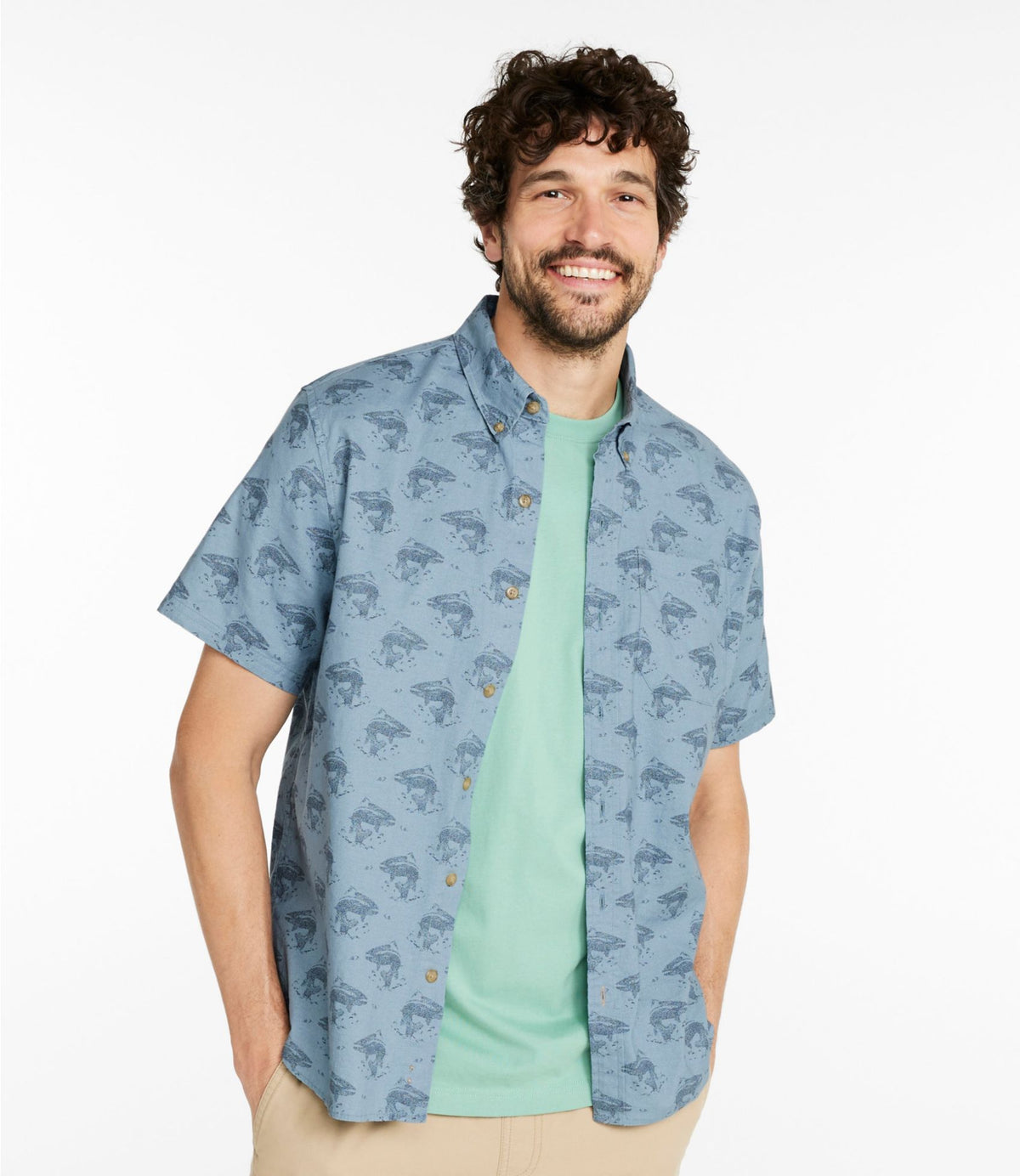 Men's Stonecoast Hemp Shirt, Short-Sleeve, Slightly Fitted Untucked Fit, Print