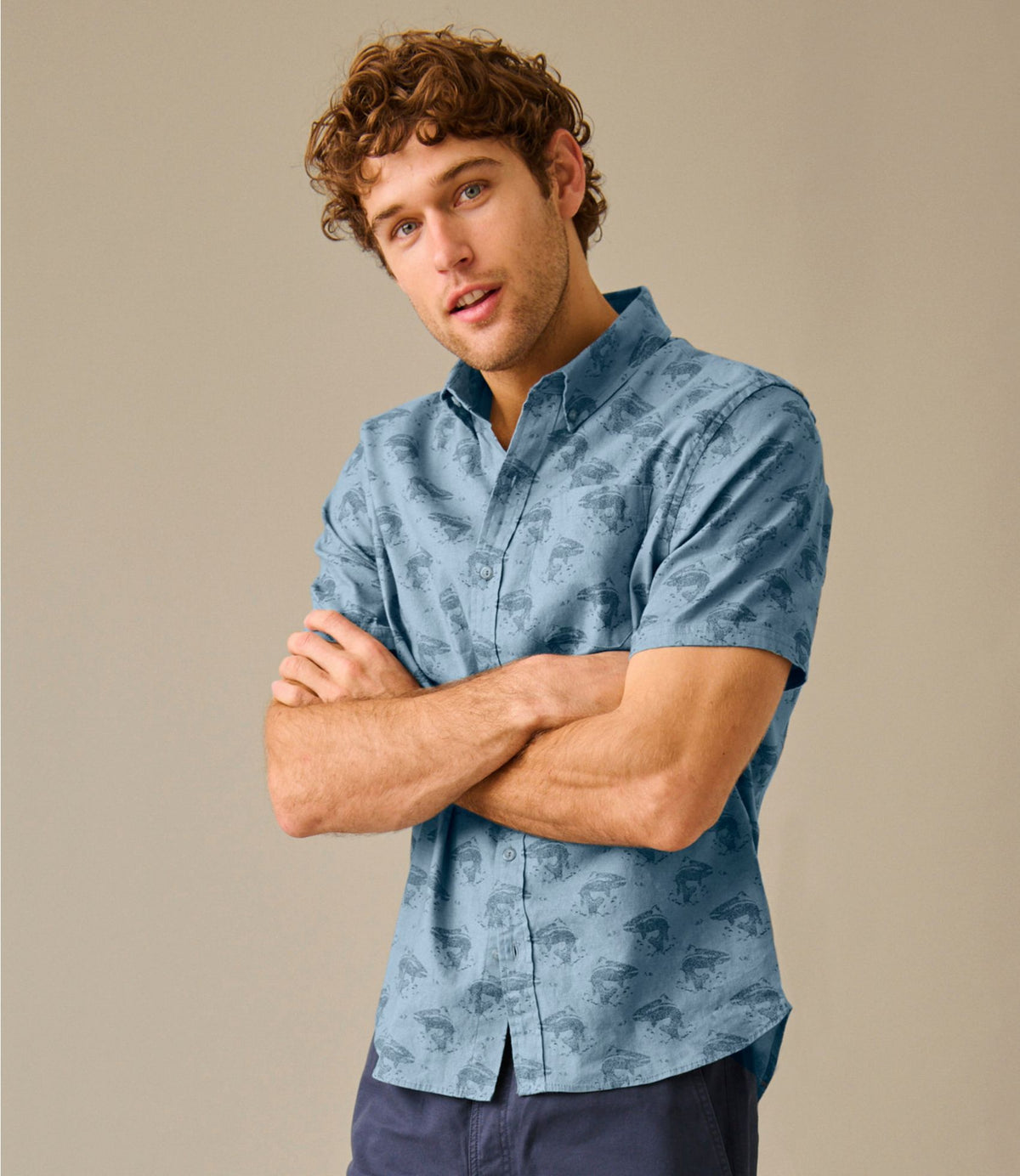 Men's Stonecoast Hemp Shirt, Short-Sleeve, Slightly Fitted Untucked Fit, Print