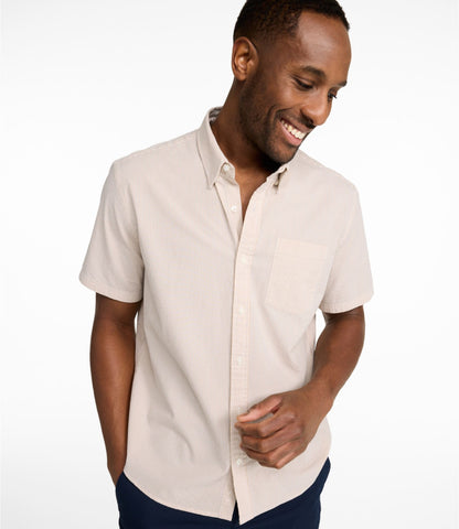 Men's Comfort Stretch Performance® Seersucker Shirt, Short-Sleeve, Slightly Fitted Untucked Fit, Stripe