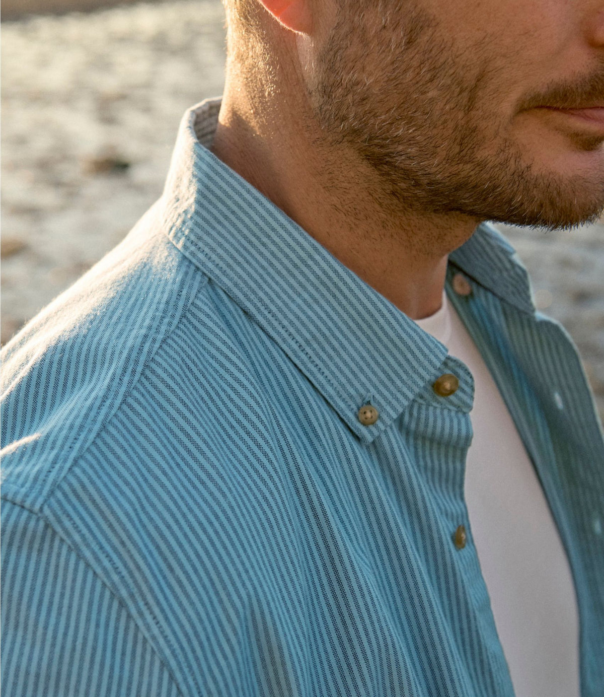 Men's Sunwashed Oxford Shirt, Slightly Fitted Untucked Fit, Stripe