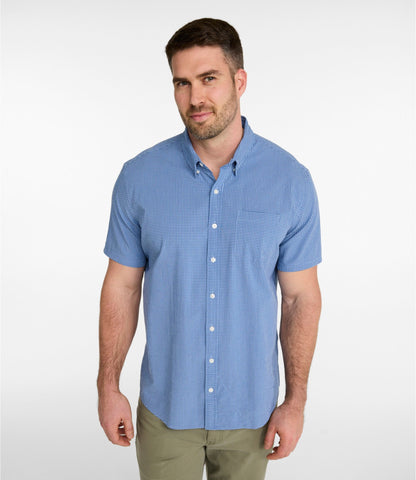 Men's Comfort Stretch Performance® Seersucker Shirt, Short-Sleeve, Slightly Fitted Untucked Fit, Plaid