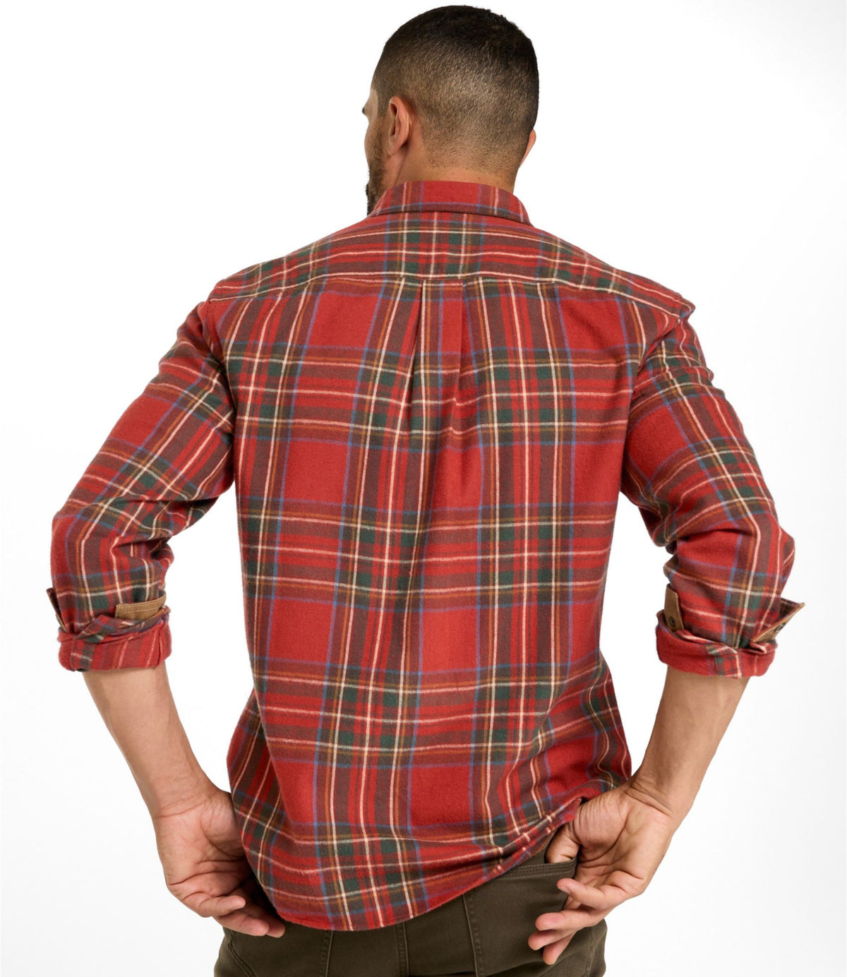 Men's Scotch Plaid Flannel Shirt, Snap-Front, Slightly Fitted Untucked Fit