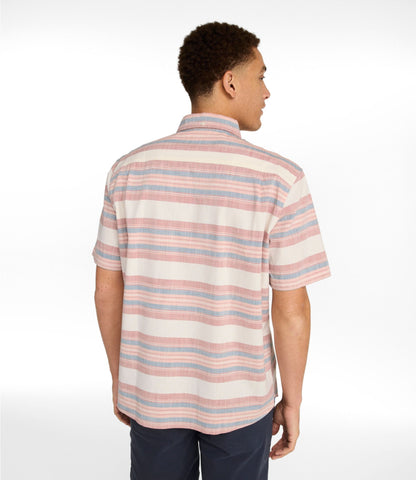 Men's Comfort Stretch Chambray Shirt, Traditional Untucked Fit, Short-Sleeve, Stripe
