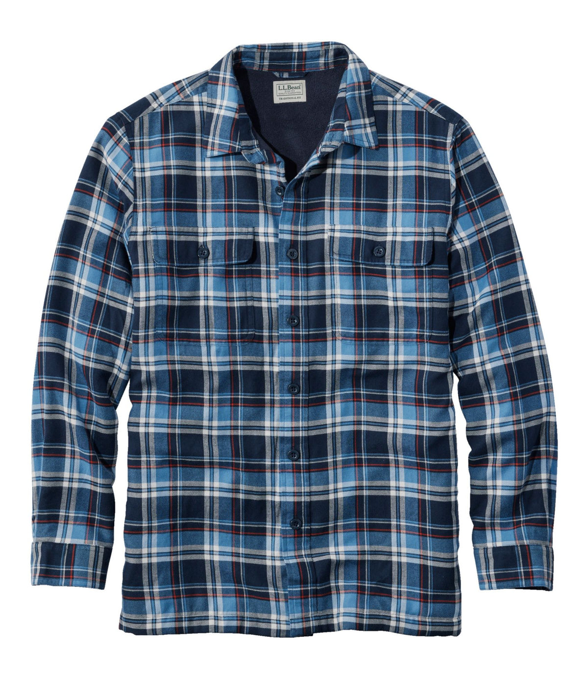 Men's Fleece-Lined Flannel Shirt, Traditional Fit, Plaid