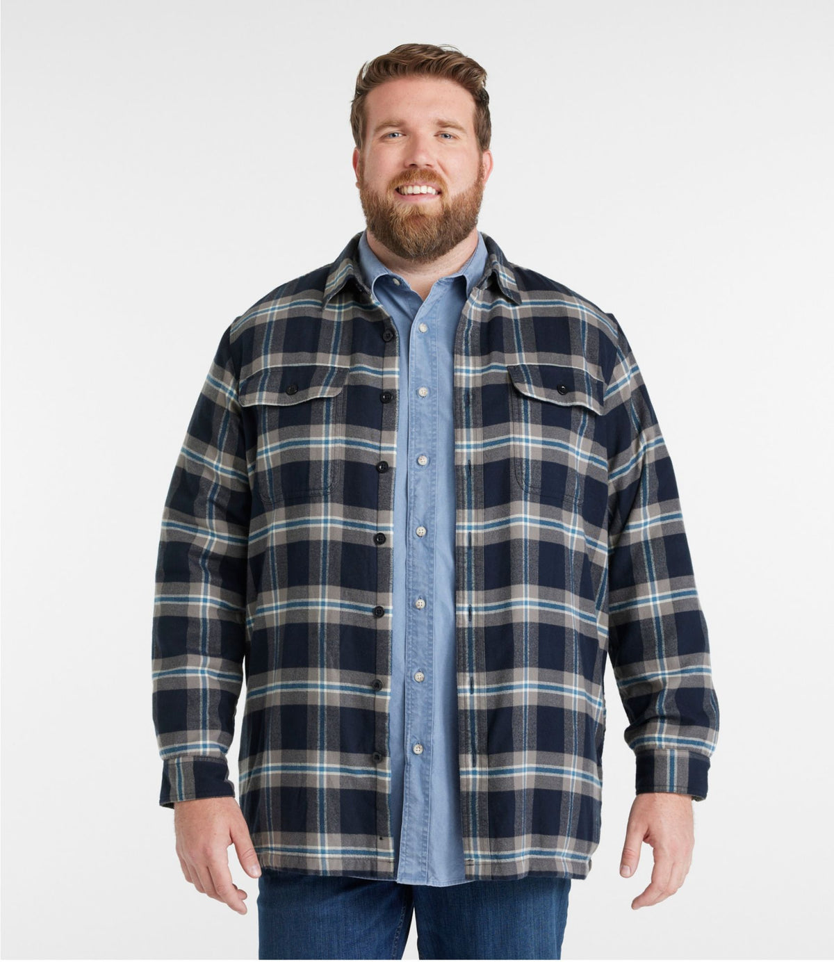 Men's Fleece-Lined Flannel Shirt, Traditional Fit, Plaid