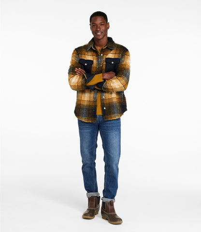 Men's Signature Mixed Media Fleece Shirt Jacket, Plaid