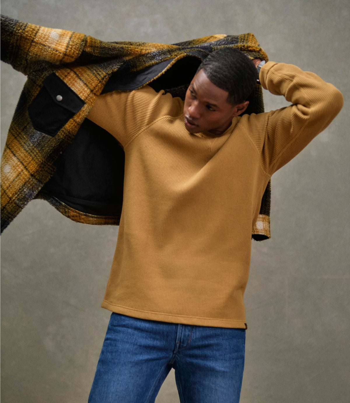 Men's Signature Mixed Media Fleece Shirt Jacket, Plaid