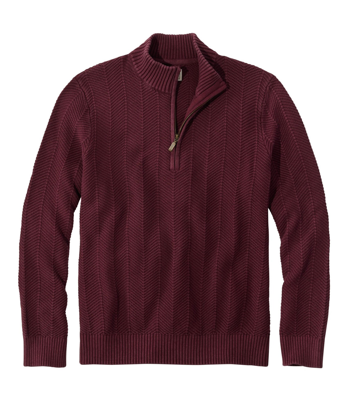 Men's Sunwashed Textured Cotton Sweater, Herringbone 1/4 Zip