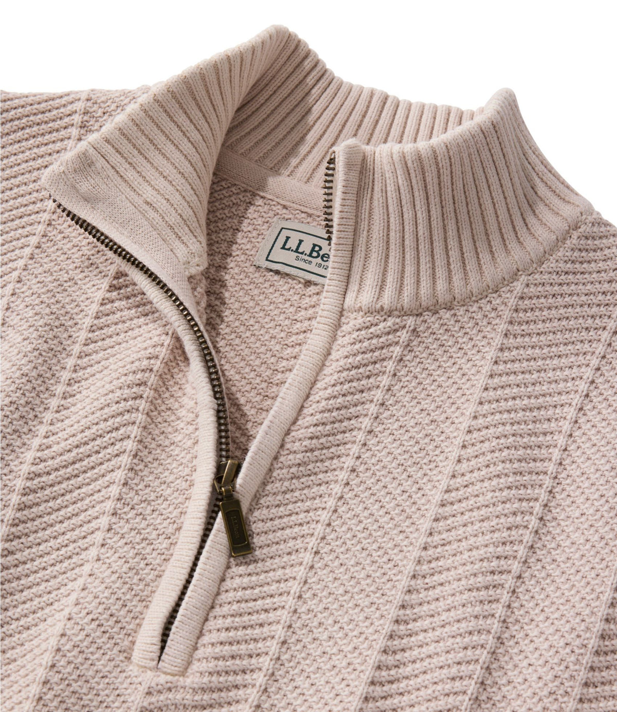 Men's Sunwashed Textured Cotton Sweater, Herringbone 1/4 Zip