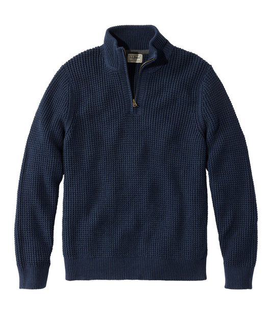 Men's Organic Cotton Waffle Sweater, Quarter Zip