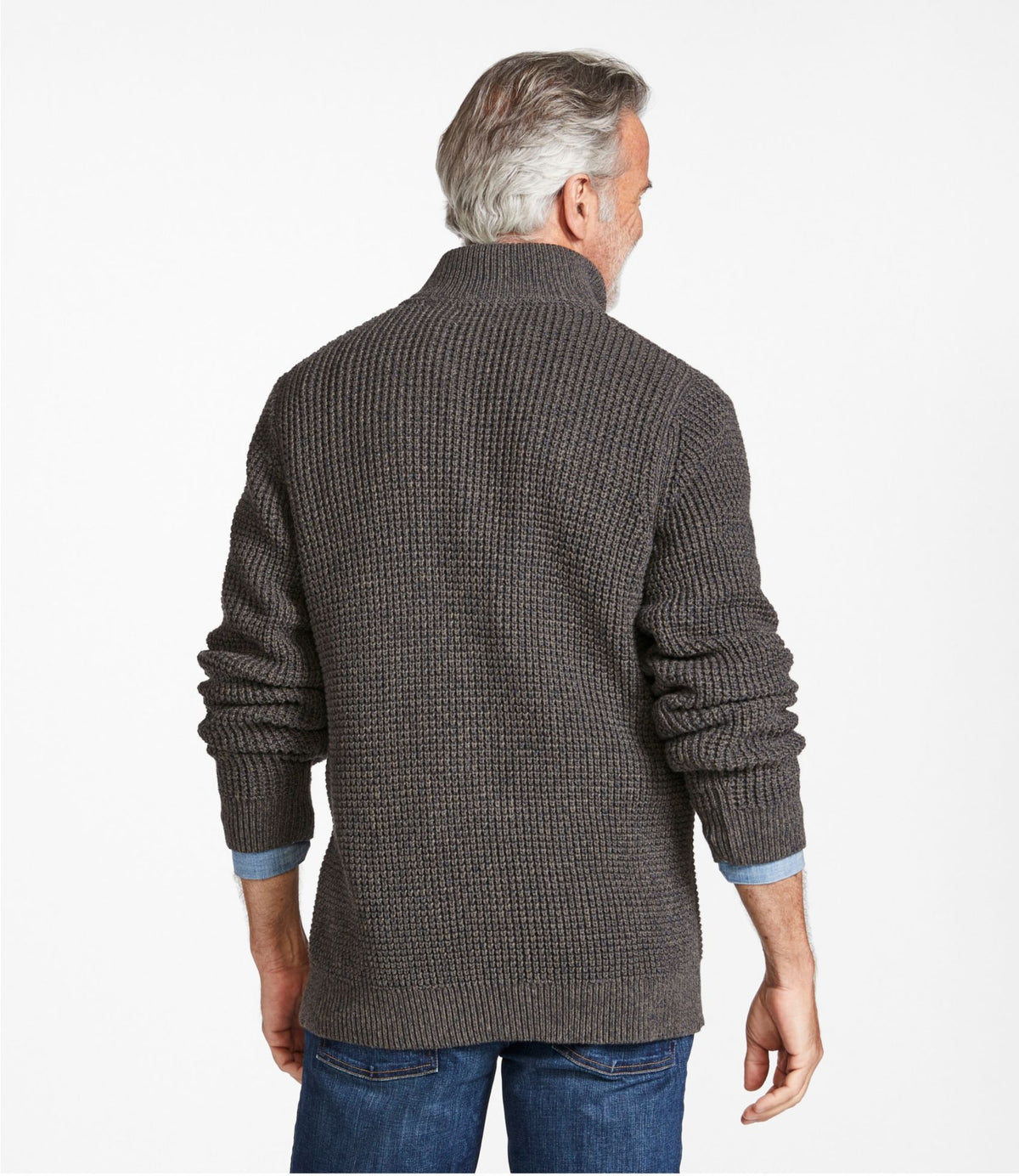 Men's Organic Cotton Waffle Sweater, Quarter Zip