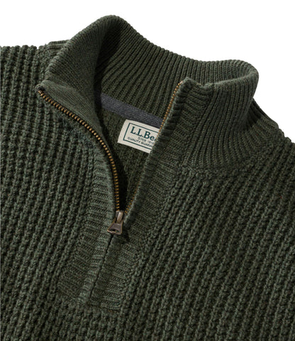 Men's Organic Cotton Waffle Sweater, Quarter Zip