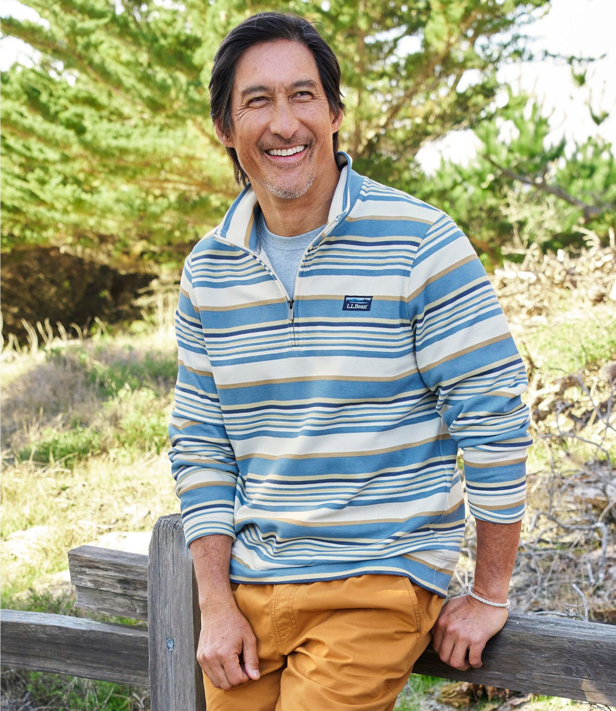 Men's Comfort Stretch Performance® Piqué, Quarter-Zip Pullover, Stripe