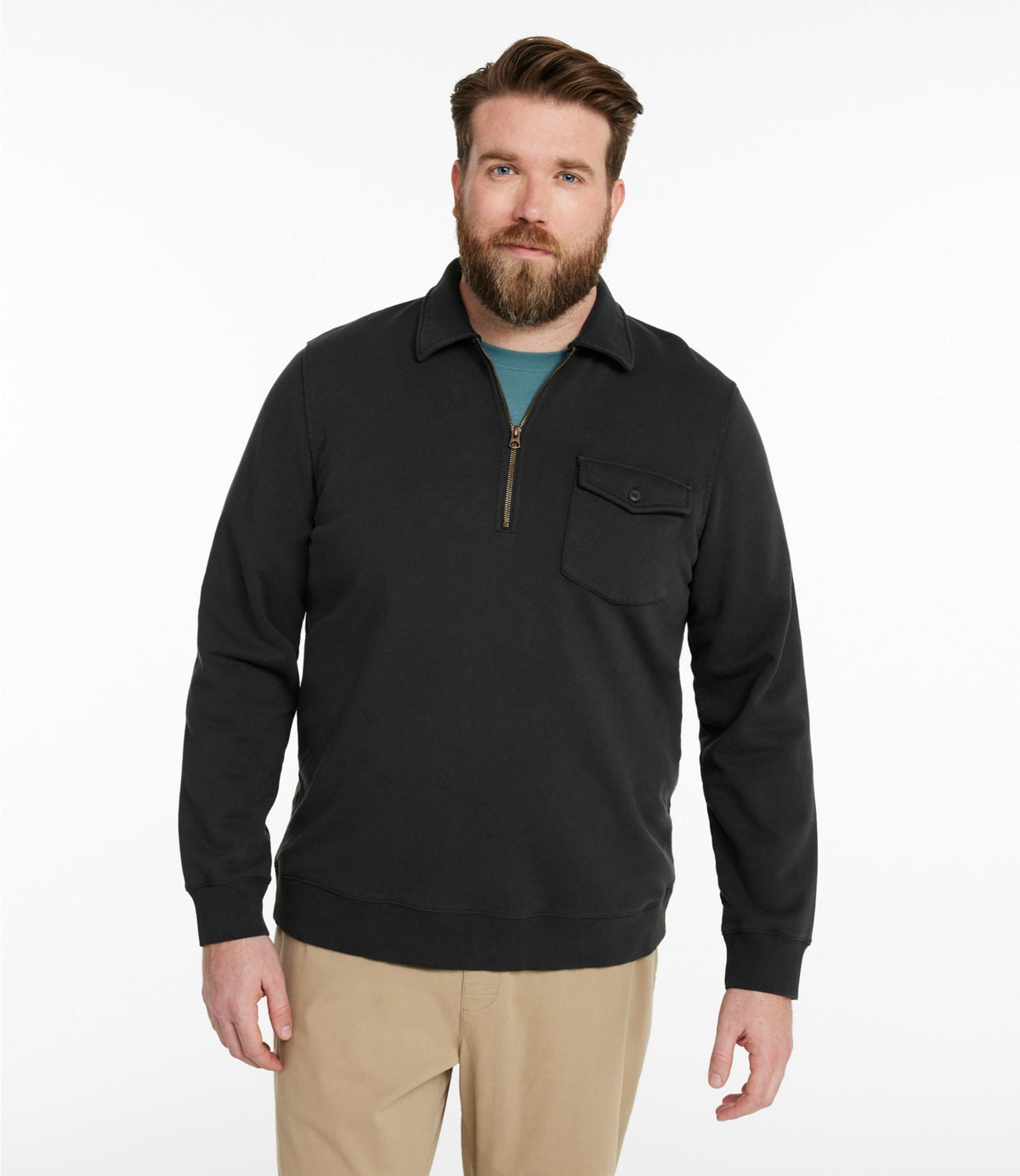 Men's Sunwashed Sweatshirt, Quarter-Zip Polo, Long-Sleeve