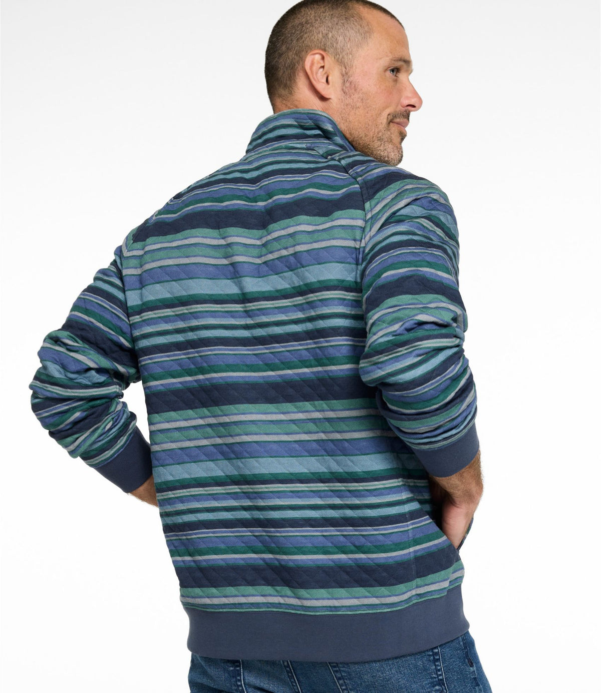 Men's Quilted Sweatshirt, Mockneck, Stripe