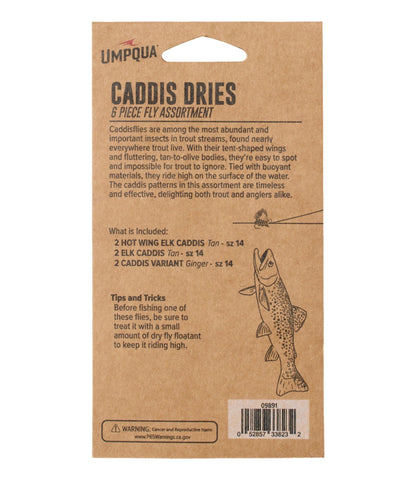 Umpqua Caddis Dry Fly Assortment, 6 flies