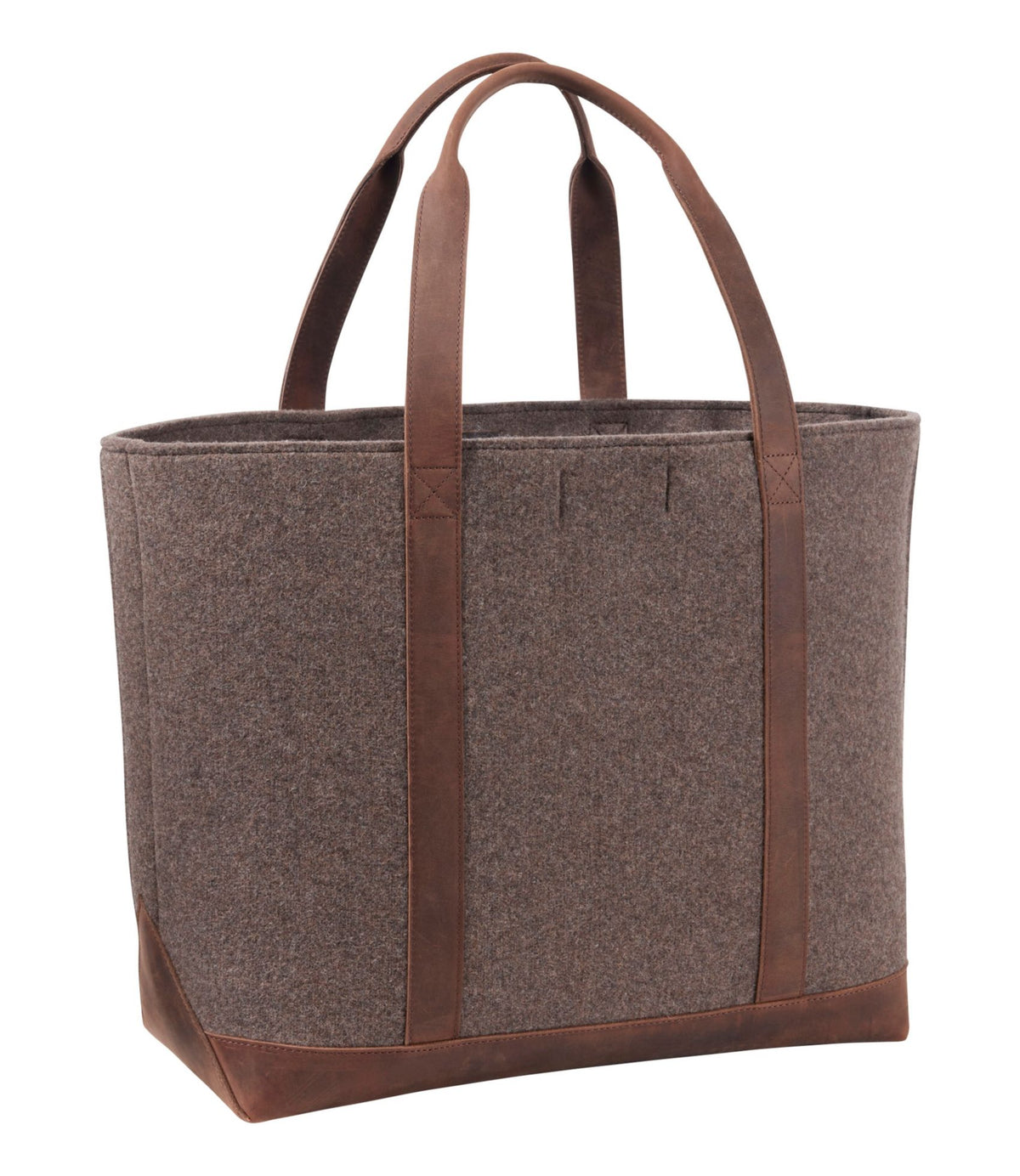 Leather-Trim Wool Tote