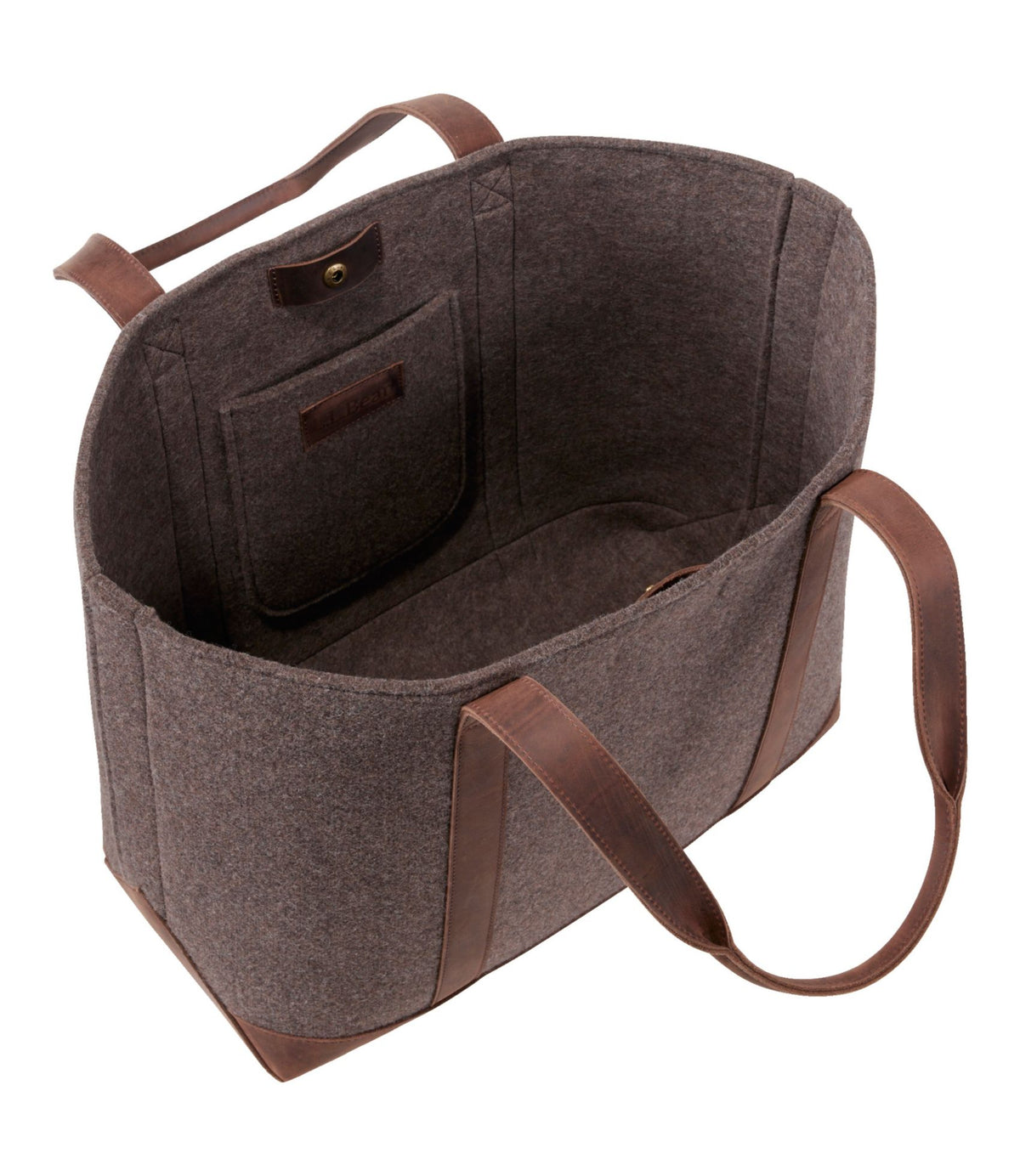 Leather-Trim Wool Tote
