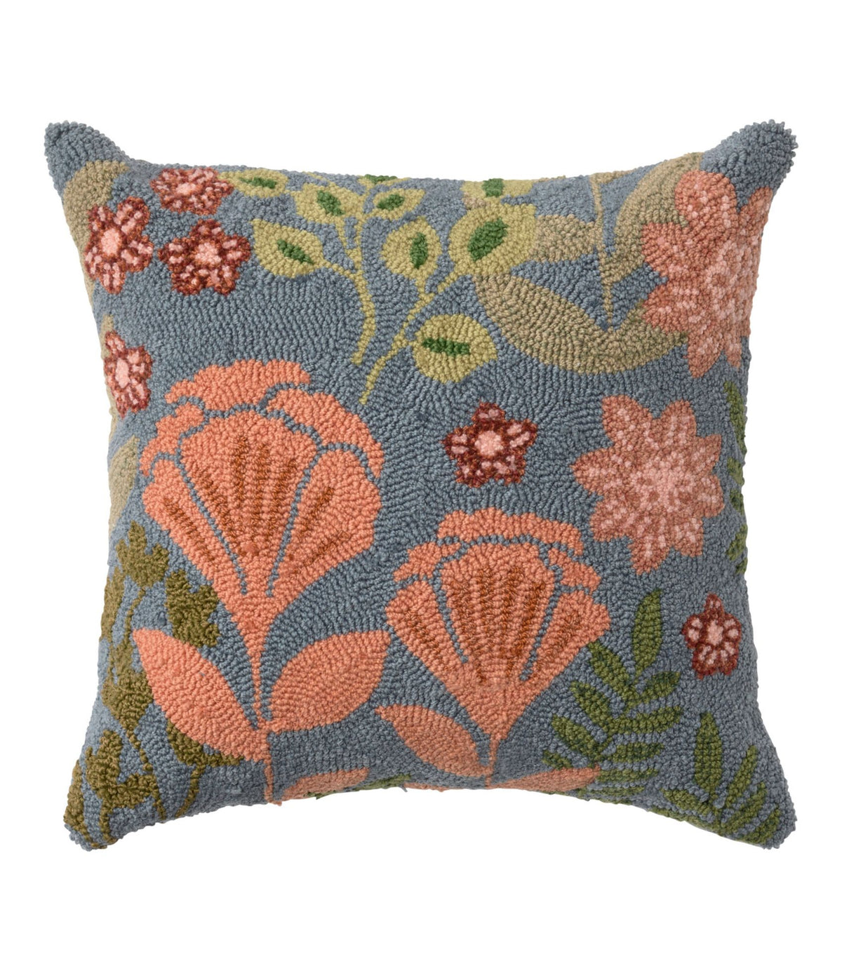 Indoor/Outdoor Hooked Pillow, Floral Bloom, 18" x 18"