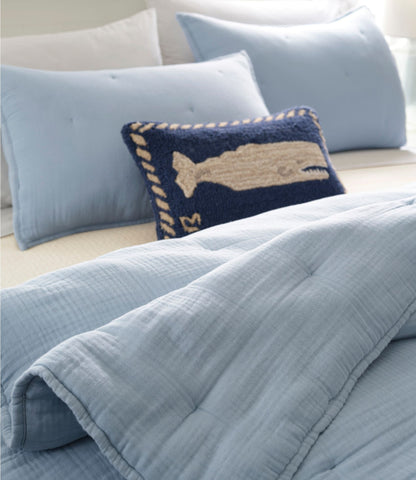 Wool Hooked Throw Pillow, Whale, 12" x 18"