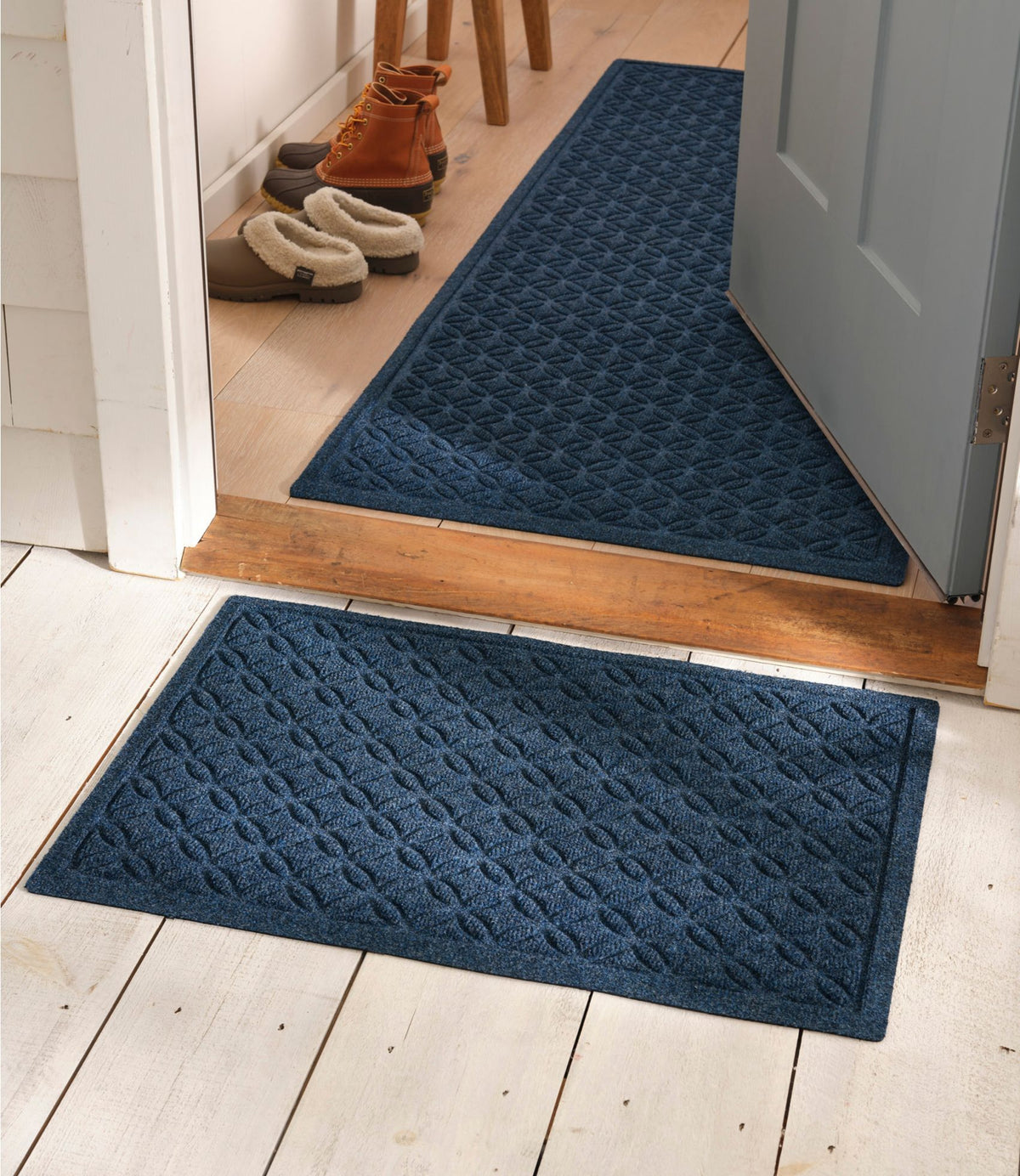 Heavyweight Recycled Waterhog Doormat, Geometric Rings