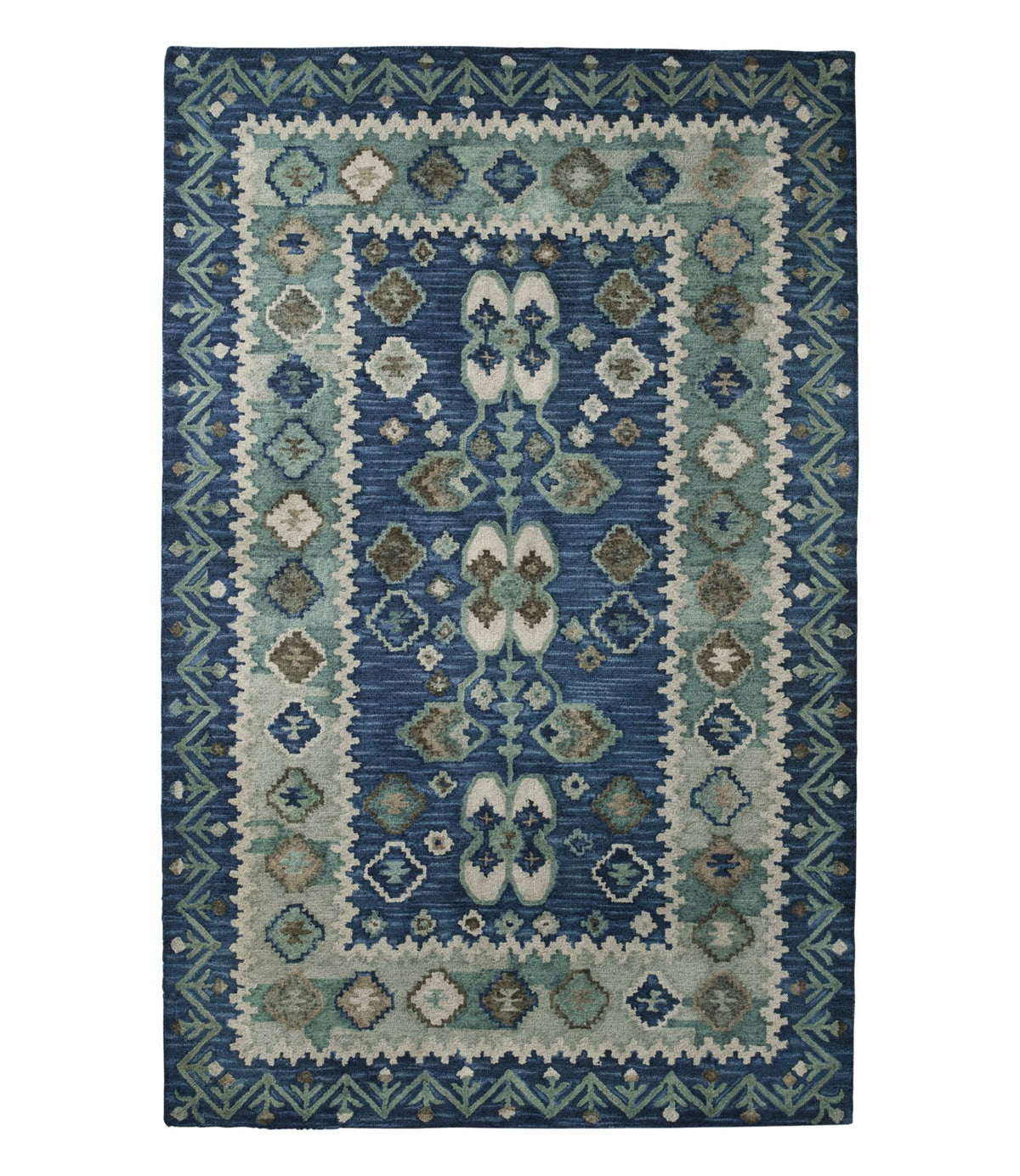 Double Border Wool Hooked Rug