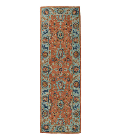Single Border Terracotta Wool Tufted Runner