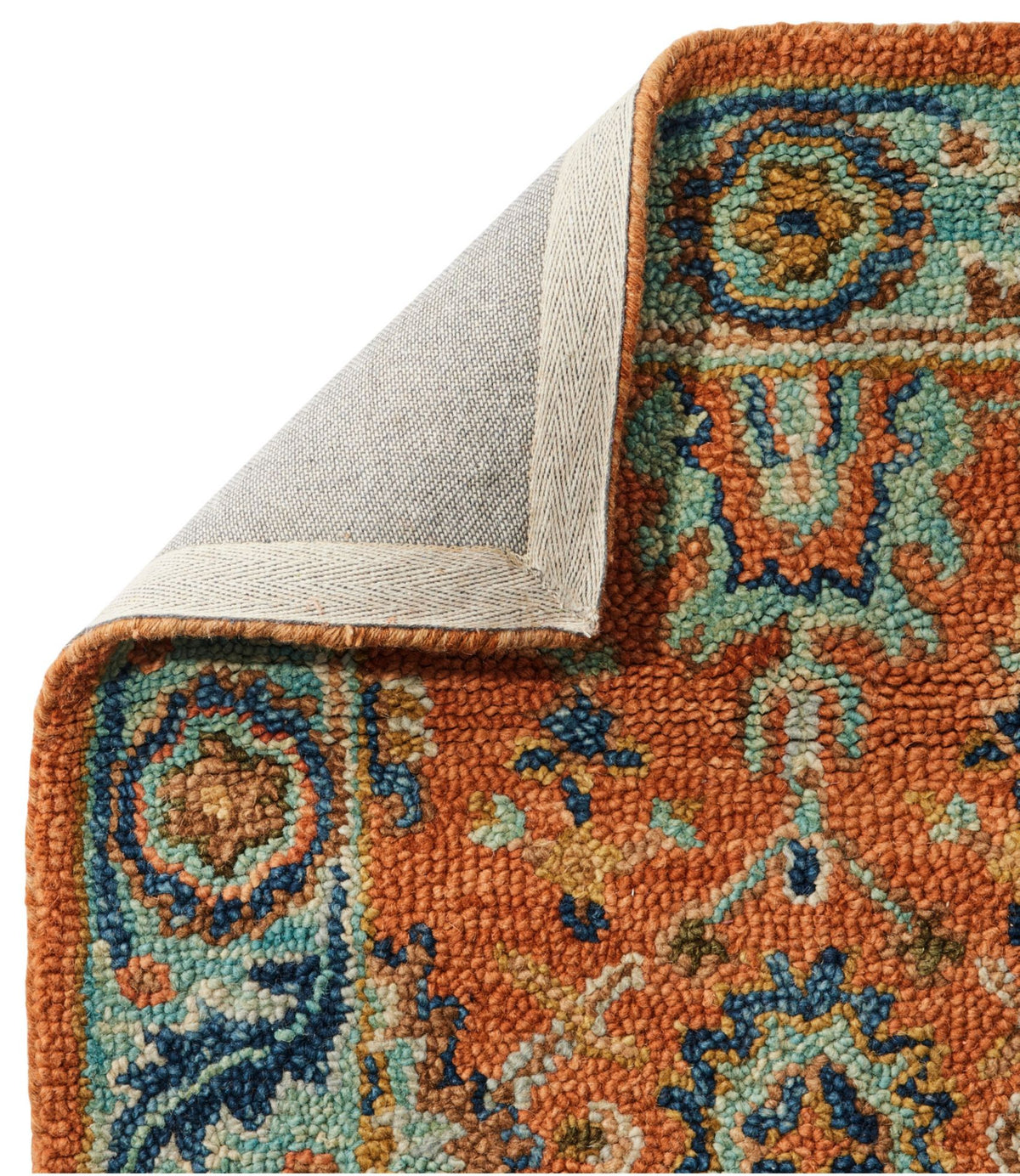Single Border Terracotta Wool Tufted Runner