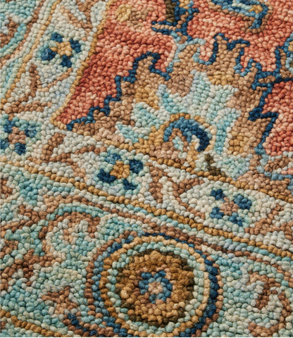 Single Border Terracotta Wool Tufted Runner