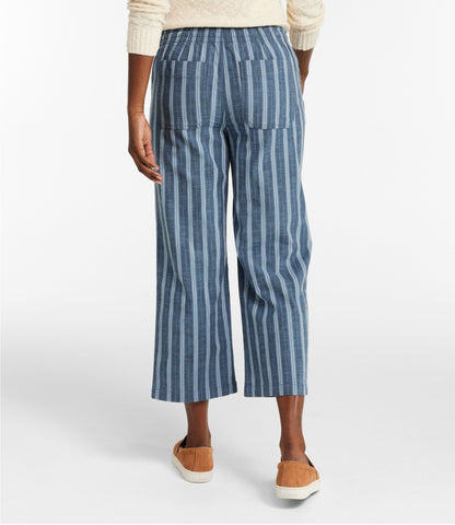 Women's Lakewashed Pull-On Chinos, Mid-Rise Wide-Leg Crop Stripe