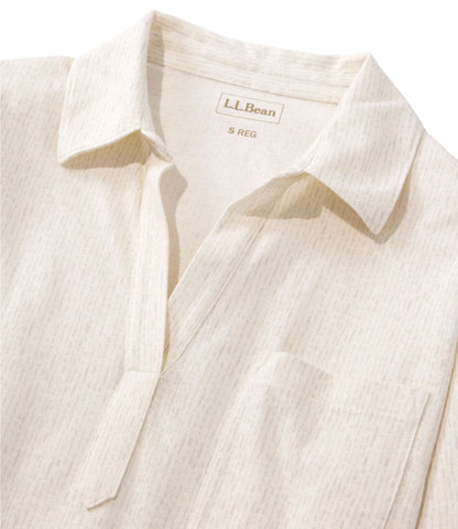 Women's Lakeside Linen/Cotton Tee, Three-Quarter-Sleeve Splitneck Polo Print