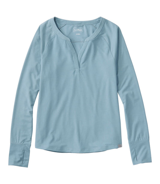 Women's Ribbed Performance Tee, Long-Sleeve Splitneck