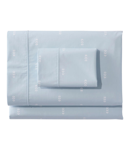 Sunwashed Percale Sheet Collection, Stamped Leaf Print