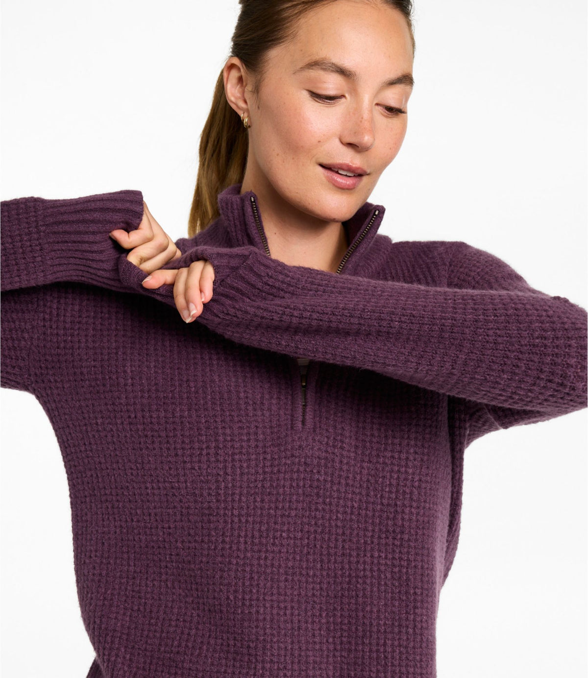 Women's Supersoft Waffle Sweater, Quarter-Zip