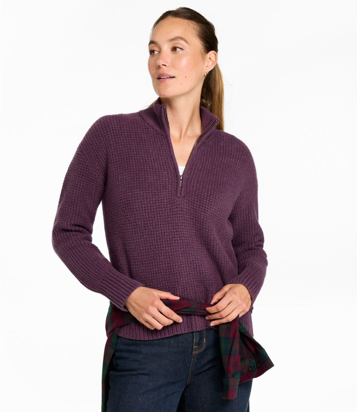 Women's Supersoft Waffle Sweater, Quarter-Zip