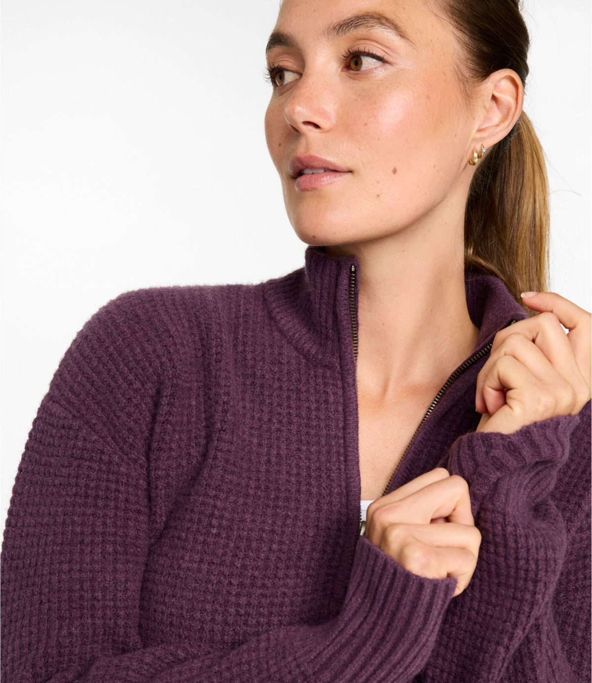 Women's Supersoft Waffle Sweater, Quarter-Zip