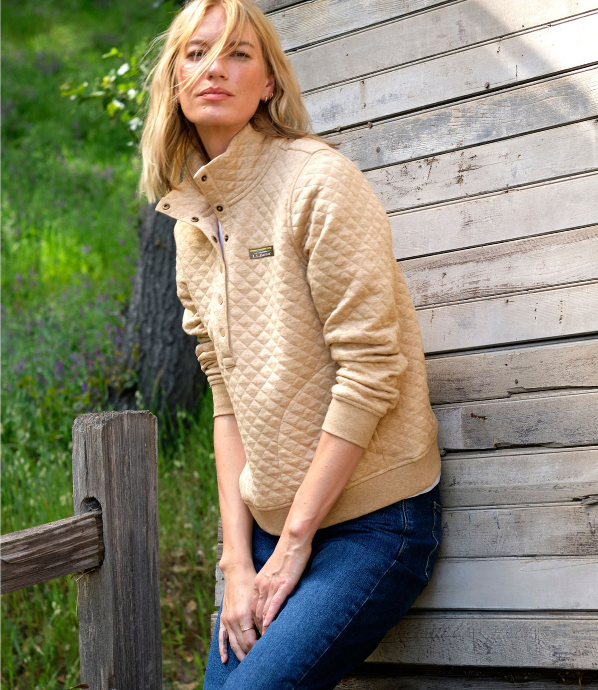 Women's Quilted Half-Snap Sweatshirt